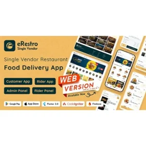 eRestro – Single Vendor Restaurant Flutter App | Food Ordering App with Admin Panel | Web Version